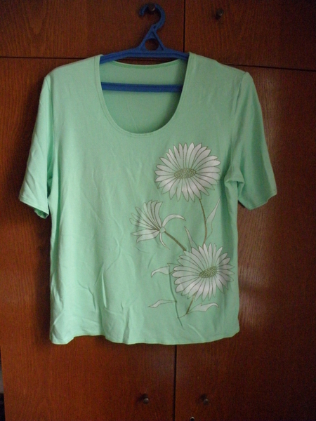 Зелена блуза с къс ръкав, българско производство. Подарък нови обеци. marina_kaprieva_P1190076.JPG Big