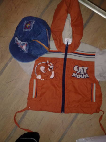 Оранжево якенце с Том и Джери за мъниче и дънкова шапка Image3523.jpg Big