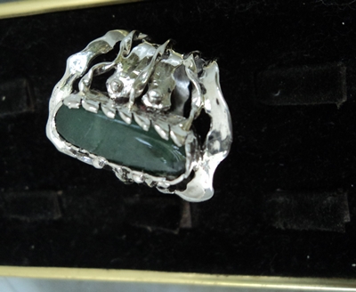 модел 198   Изработен от масивно сребро  Дамски пръстен,с инкрустиран 1 камък   авантюрин radimm_198_3_.JPG Big