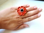 Комплект от колие, гривна и пръстен с цветя от оранжев кожен плат. Kammy_DSC00508.JPG