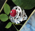 модел 204   Изработен от масивно сребро  Дамски пръстен,с инкрустиран 1 камък червен   тюркоаз radimm_204_2_.JPG