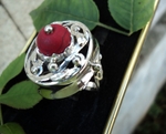 модел 204   Изработен от масивно сребро  Дамски пръстен,с инкрустиран 1 камък червен   тюркоаз radimm_204_3_.JPG