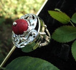 модел 204   Изработен от масивно сребро  Дамски пръстен,с инкрустиран 1 камък червен   тюркоаз radimm_204_6_.JPG