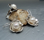модел 64 Сребърен комплект пръстен с обици перли,ръчна изработка с красиви естествени перли,авторски модел, radimm_64_3_.JPG