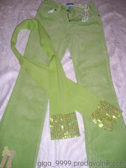 Зелени джинси за голямо момиче с подарък шал с пайети - 6 лв img_1_large8.jpg Big