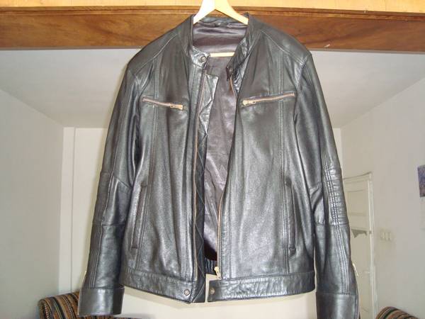 Мъжко черно кожено яке, естествена кожа, телешки бокс. Размер 58EU(по етикет) DSC011281.JPG Big