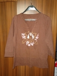 Кафява блуза с 7/8 ръкав с розова апликация tetra_DSC05357.JPG